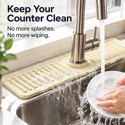 Foldable Silicone Faucet Splash Guard & Drain Mat – Keep Your Sink Area Clean & Dry