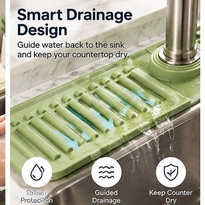 Foldable Silicone Faucet Splash Guard & Drain Mat – Keep Your Sink Area Clean & Dry