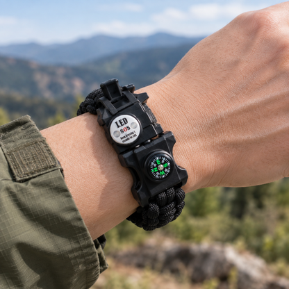 Multifunction Paracord Survival Bracelet with Compass & Emergency Tools