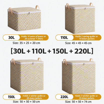 Large Zippered Reinforced Foldable Fabric Organizer Bin