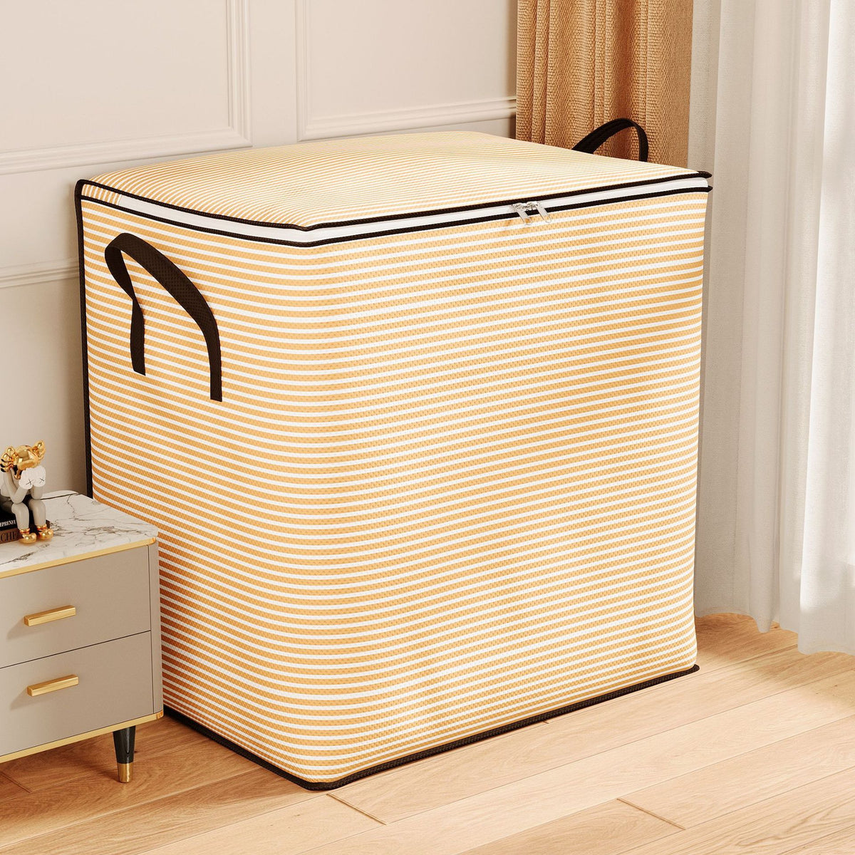 Large Zippered Reinforced Foldable Fabric Organizer Bin